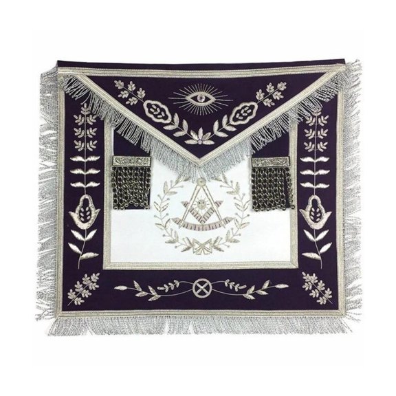 Past Master Blue Lodge Apron - Royal Purple Velvet Hand Embroidery - Elegant Masonic Regalia
