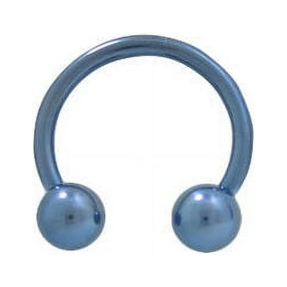 Blue Titanium 14G Circular Barbell Horseshoe with 6mm Ball Beads