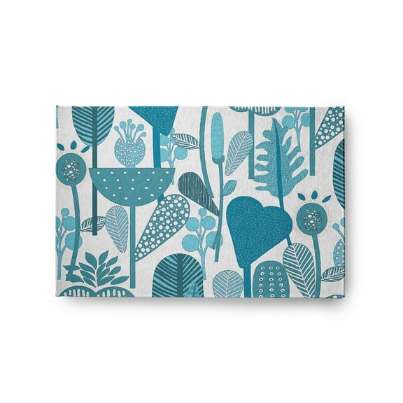 Simply Daisy 2' x 3' Explorer Blue Flower Forest Spring Chenille Indoor/Outdoor Rug