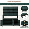 thumbnail image 5 of Yoneston Potting Bench with Hutch, 50.2" Solid Fir Wood Garden Workstation with Large Countertop, 2 Shelves, 2 Cabinets & 3 Side Hooks, Outdoor Planting Table for Gardening,Green, 5 of 7