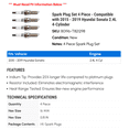 thumbnail image 2 of Spark Plug Set 4 Piece - Compatible with 2015 - 2019 Hyundai Sonata 2.4L 4-Cylinder 2016 2017 2018, 2 of 2