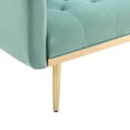 thumbnail image 6 of 65" Velvet Futon Sofa Bed, Tufted Loveseat Couch, Convertible Futon Sofa Bed, Accent Sofa Recliner, Golden Metal Legs, 2 Couch Pillows, Mid Century Modern Sofa for Living Room Bedroom, Mint Green, 6 of 8