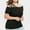 Black, variant on Idoravan Womens Short Sleeve Tops Plus Size Women Plus Size One Shoulder Solid Bandage Short Sleeve Tops T-Shirt Blouse