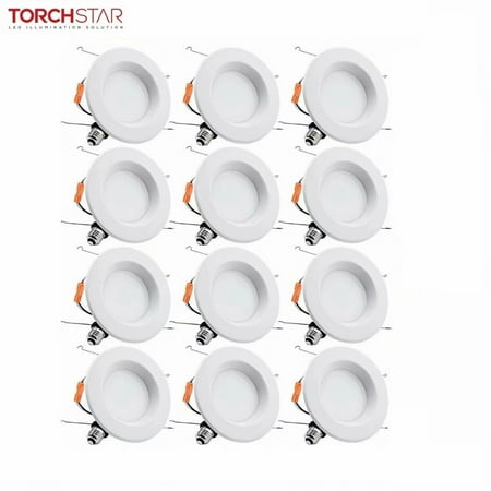 Led Adjustable Recessed Trim - TORCHSTAR 12 Pack 6 Inch 15W Dimmable Recessed LED Downlight with Smooth Trim, LED Retrofit Lighting, 5000K Daylight
