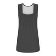 thumbnail image 2 of JGGSPWM Summer Tank Tops for Women Loose Fit Pleated Square Neck Sleeveless Tops Curved Hem Flowy Loose Fit Camisole Trendy Breathable Tees Dark Gray M, 2 of 6