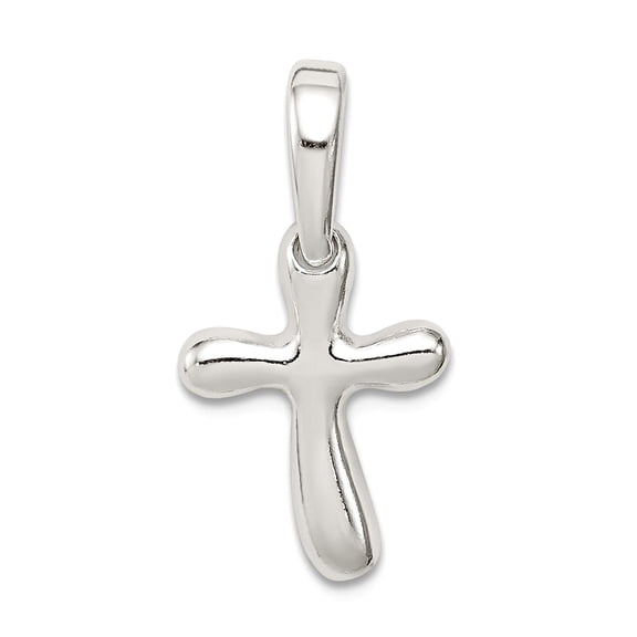 925 Sterling Silver Polished Tiny Freeform Religious Faith Cross Charm 23x12mm Wide Pendant Necklace for Women
