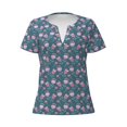 thumbnail image 4 of Wukai Tulips Flowers Casual V-Neck Graphic Tees for Women: Lightweight and Breathable Summer Tops with Stylish Design-Large, 4 of 8