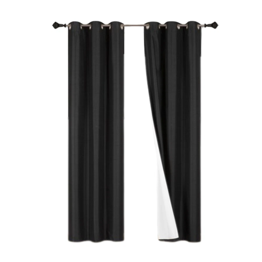 Gorgeous Home Linen Set of 2 Panels 100% Blackout Bedroom Window Curtain Panels, 84", Jet Black