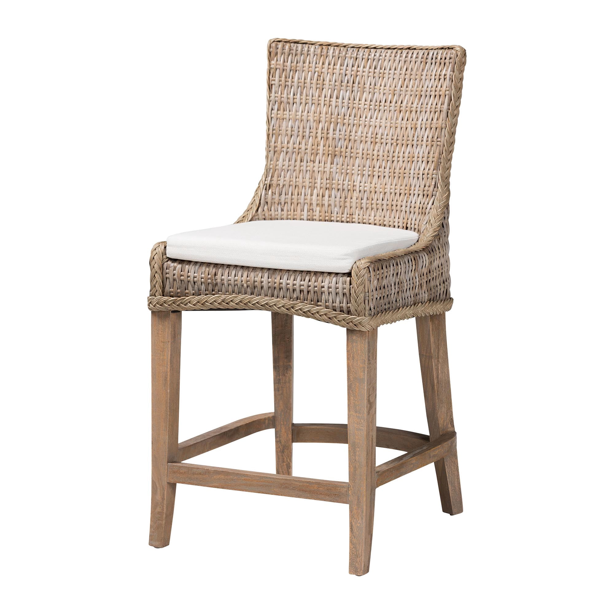 bali & pari Derris Boho Counter Stool, 24.4" H, Greywashed