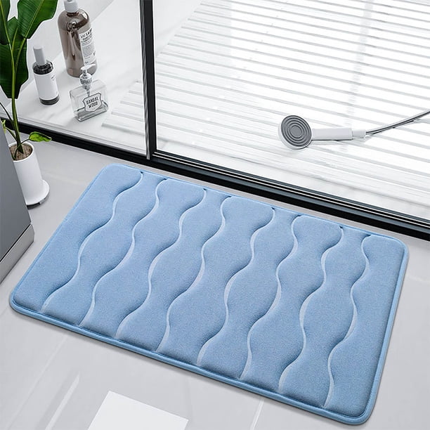 Alfombrilla de baño con base de color liso y efecto lento, absorbente de agua de vellón, antideslizante, estilo moderno, para baño, superficie higiénica, material de vellón duradero.