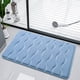 thumbnail image 2 of Alfombrilla de baño para inodoro con forro polar, absorbente de agua y antideslizante. Alfombrilla de baño con textura para separar zonas húmedas y secas. Alfombra suave y absorbente para el suelo, 2 of 6