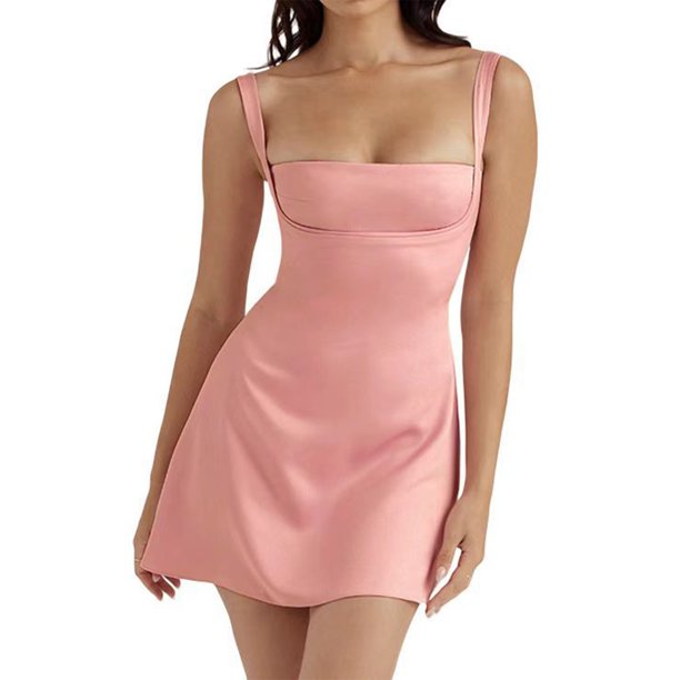 Vestido Atractivo Mini vestido ajustado para mujer, sin espalda, sin mangas, para fiesta, clubwear, traje (rosa M) Cgtredaw Para estrenar