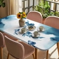 thumbnail image 3 of Navy Blue Fish Table Cloths for 4 Foot Rectangle Tables, Nautical Coastal Summer Ocean Modern Art Patio Waterproof Elastic Fitted Tablecloths, Washable Rectangular Table Cover for Camping, 3 of 8