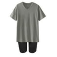 thumbnail image 5 of GERsome Womens 2 Piece Loungewear Sets Solid Color V Neck Pullover Tops and Biker Shorts Workout Sport Tracksuit S-3XL(Gray,XL), 5 of 5