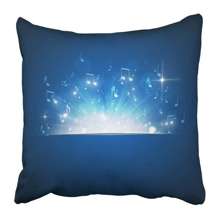 ARTJIA Abstract Music Notes Explosion with Lights and Bokeh Blue Sound Event Party Dancer Nightclub Dance Pillowcase 20x20 inch