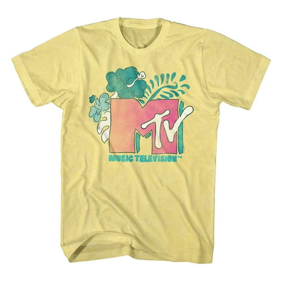 MTV Tropical Logo Yellow Heather Adult T-Shirt