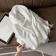thumbnail image 1 of RXIRUCGD Women's Fashionable Solid Color Fold Soft Skin Friendly Scarf( White ), 1 of 3
