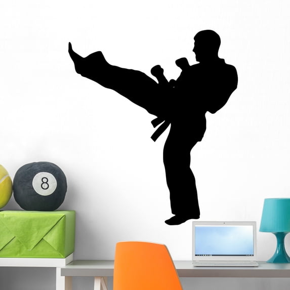 Martial Arts High Kickvector Wall Decal by Wallmonkeys Peel and Stick Graphic (36 in H x 36 in W) WM105059