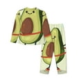 thumbnail image 2 of Kll Cute Avocado Doing Exercise Print Women'S Long Sleeve Pajamas With Pants Sleepwear Loungewear 2 Set-Small, 2 of 9