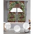 thumbnail image 2 of Farmhouse Green Garland Swag Curtains for Living Room/Bedroom Windows, Spring Black Plaid Wood Grain Kitchen Curtains and Valances Set 36 Inch Length, Light Filtering Swags Valance Curtain Panels, 2 of 5