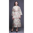 thumbnail image 4 of Bimba White Floral Saucer Magnolia Cotton Robe Women Lightweight Printed Crossover Robes Bridesmaid Getting Ready Shirt XL, 4 of 5