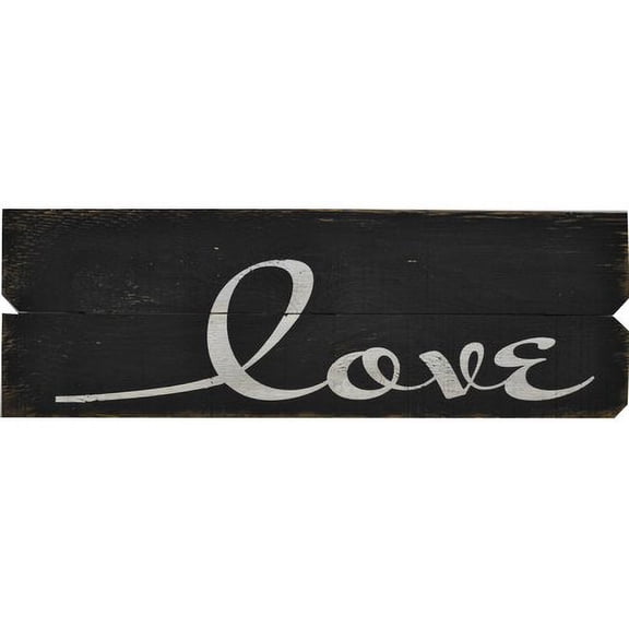 12 in. x 36 in. "Love" By Rough Cut Decor Printed Wall Art
