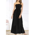 thumbnail image 4 of HAPPY BAY Women's Beach Summer Solid Smocked Tube Top Maxi Evening Frill Dress Casual Strapless Dresses for Women One Size Black, Solid, 4 of 4