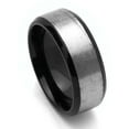 thumbnail image 2 of Men Women 8MM Comfort Fit Titanium Wedding Band Beveled Edges Black Ring (Size 7 to 14), 2 of 3