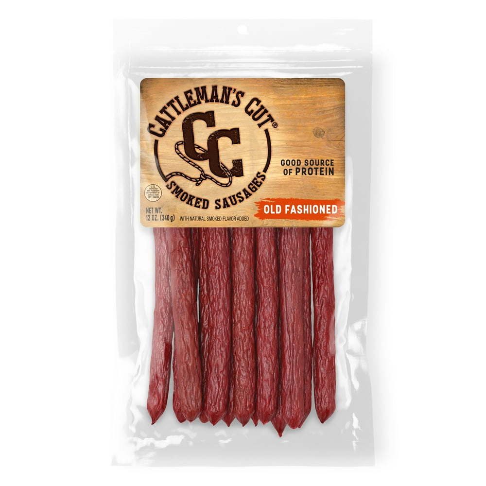Cattleman's Cut Old Fashioned Smoked Meat Sticks, Protein Snack, 12