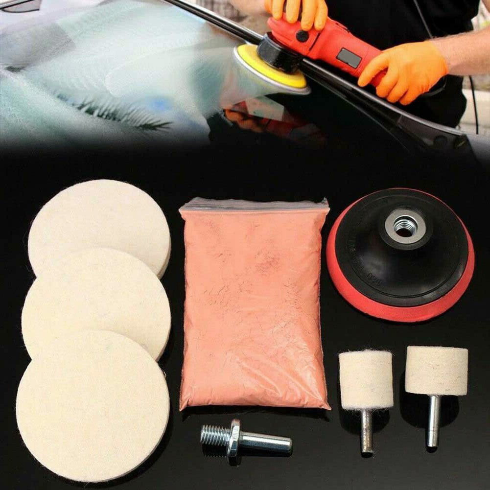 20Pcs/Set Watch Glass Polishing Kit Cerium Oxide Powder And Wheel 50mm  Backing Polishing Pad For Glass Cleaning Scratch Removal