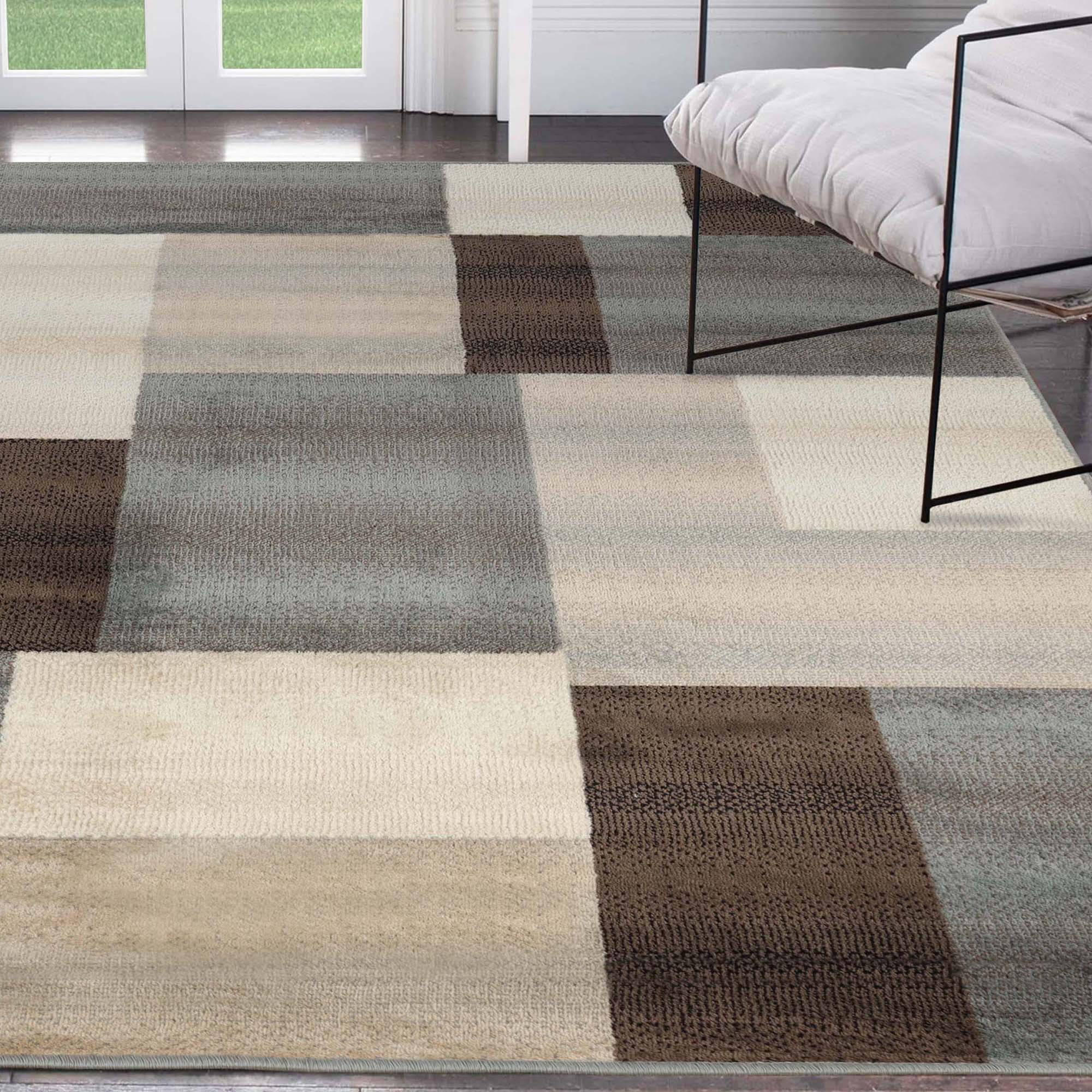 Superior Modern Geometric Fire Retardant and Anti-Static Indoor Area Rug, 5'x8', Grey