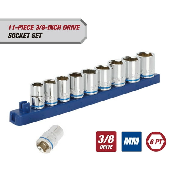 Hyper Tough 11-Piece 3/8-Inch, Standard Impact Socket Set mm