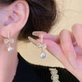 thumbnail image 1 of HomeKingdee Fashion Silver-Plated Zircon Bow Pearl Earrings - Elegant Design for Women for Party Wedding Birthday Gift, 1 of 9