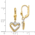 thumbnail image 2 of Diamond2Deal 14k Two-tone Gold Heart Leverback Dangle Earrings for Women (L- 1.11 in, W-0.48 in), 2 of 4