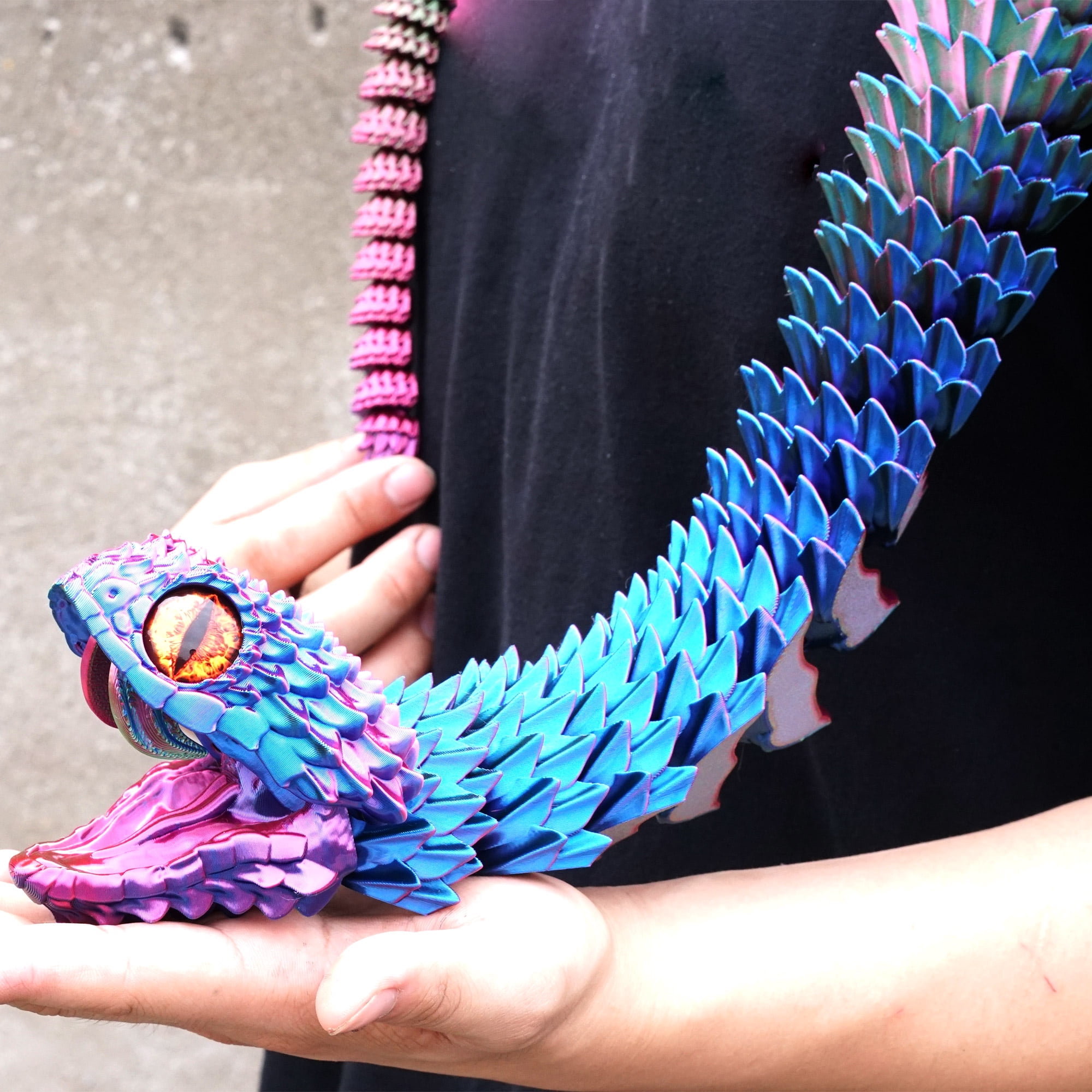 47.5inch 3D Printed snake,Flexible Joint Animal lacertid Figurines,Realistic Eyes, Home Office Decor,Fidget Toy for Adults Teens Boy Festival Gifts