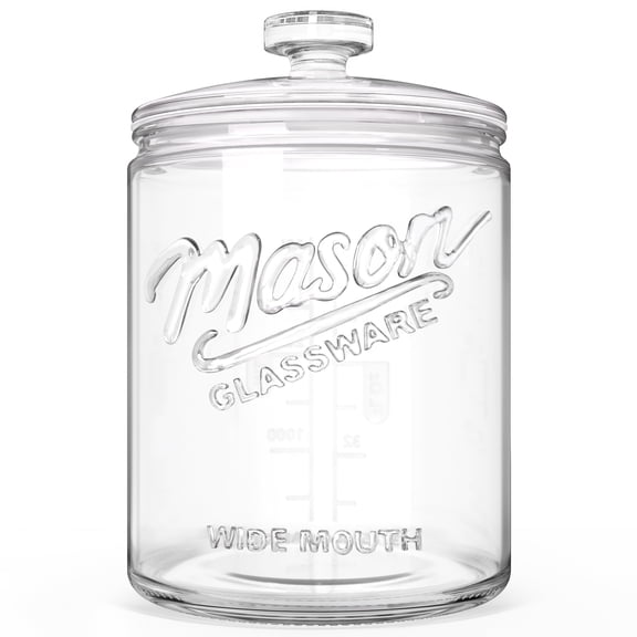 1 Gallon Glass Cookie Jar with Lid Airtight, Large Wide Mouth Sourdough Starter Jar for Baked Goods - Glass Storage Container for Pantry Organizer, Laundry Room, Flour, Dog Treats, Meal Prep