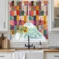 thumbnail image 4 of Spring Floral Kitchen Window Curtains, Swag Curtains Valance for Bedroom Living Room Bathroom, Vintage Plaid Summer Botanical Colorful Rod Pocket Window Curtain Block Drapes 2 Panels 36"x36", 4 of 9