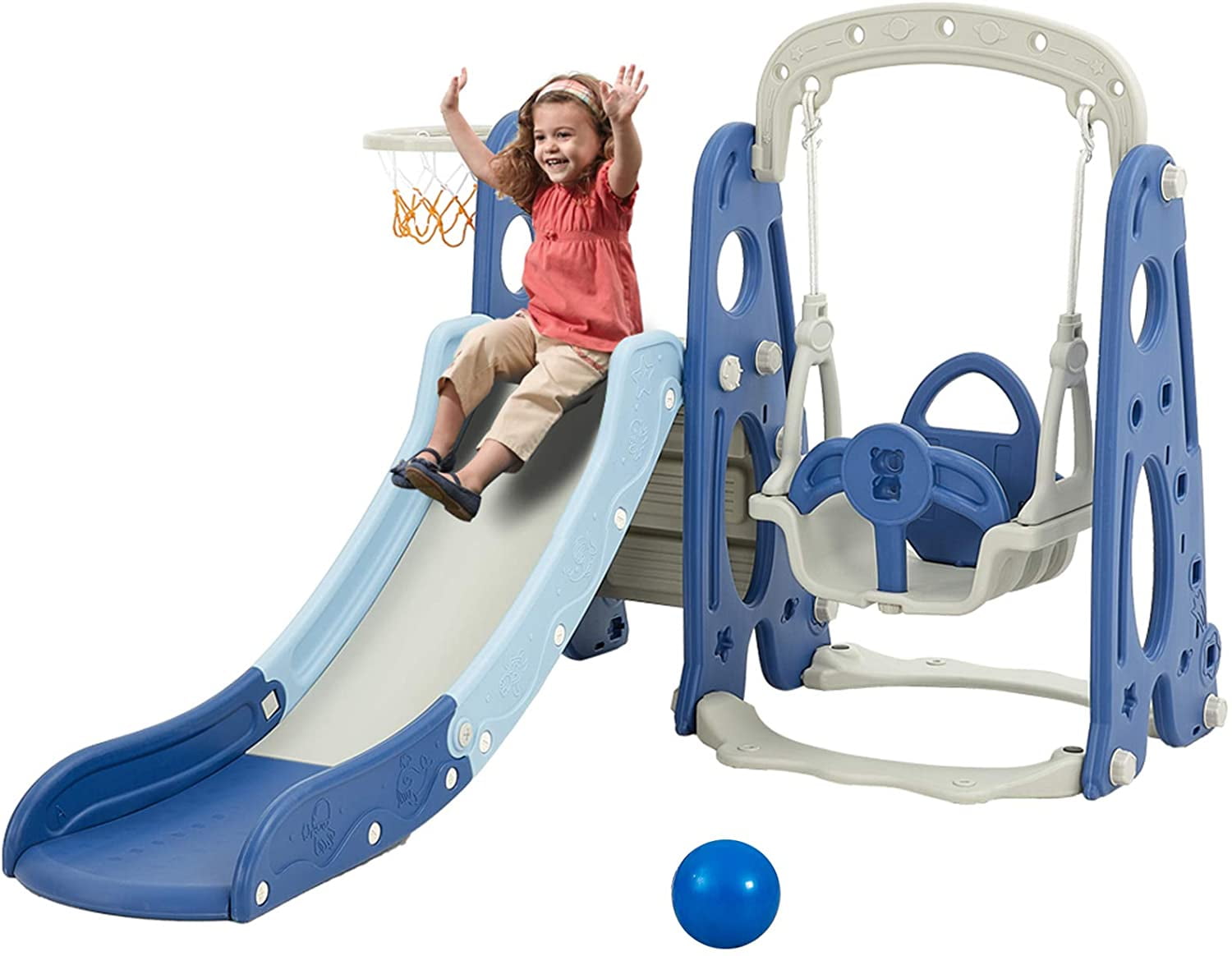 Indoor/Outdoor Baby Kids Play Slide Set Climber Playset Playground Swing Toddler 