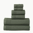 thumbnail image 2 of Soho 100% Combed Cotton Ribbed Stripes, 6-PieceTowel Set, 2 Bath, 2 Hand, 2 Face Pine, 2 of 2