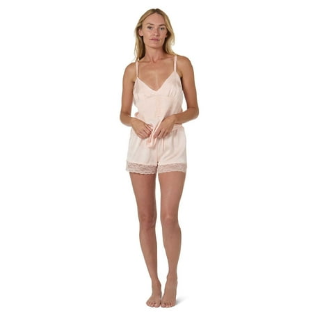 MeMoi 2 Piece Set Women s Silky-Soft Lace-Trim Sleep Cami & Shorts - Womens - Female