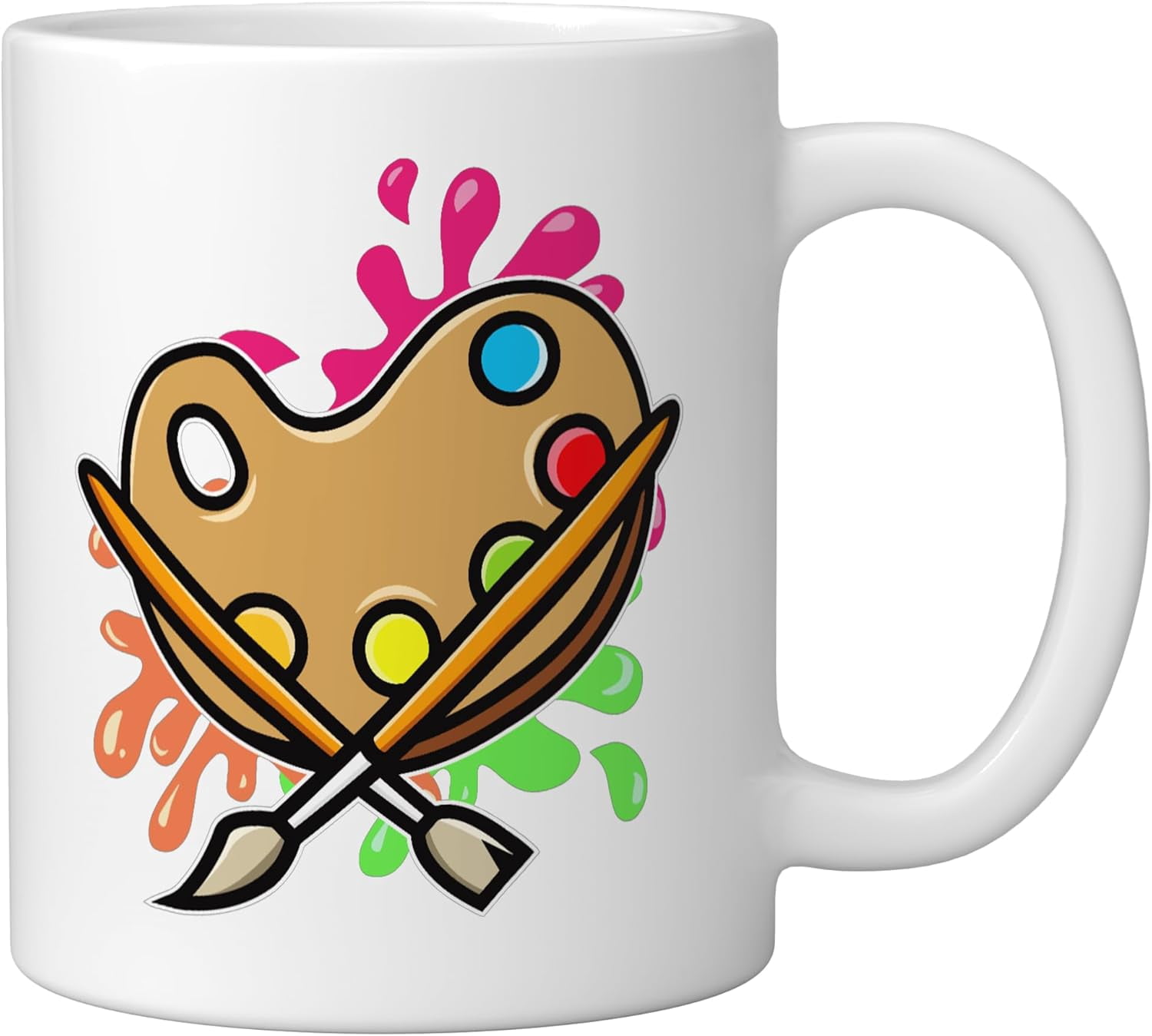 JJEAN-Artist Paint Palette And Brushes I Art I Artist Ceramic Mug, White