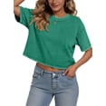 thumbnail image 5 of Sundazz Cropped T shirts for Women Oversized Vintage Cotton Tee Short Sleeve Summer Tops Casual Shirts, 5 of 8