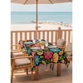 thumbnail image 2 of Outdoor Table Cloth with Umbrella Hole and Zipper, Flower Waterproof Rectangle Tablecloth 60"x84", Red Blue Yellow Colorful Mexico Tribal Washable Table Cover for Outside Party Patio Picnic, 2 of 8