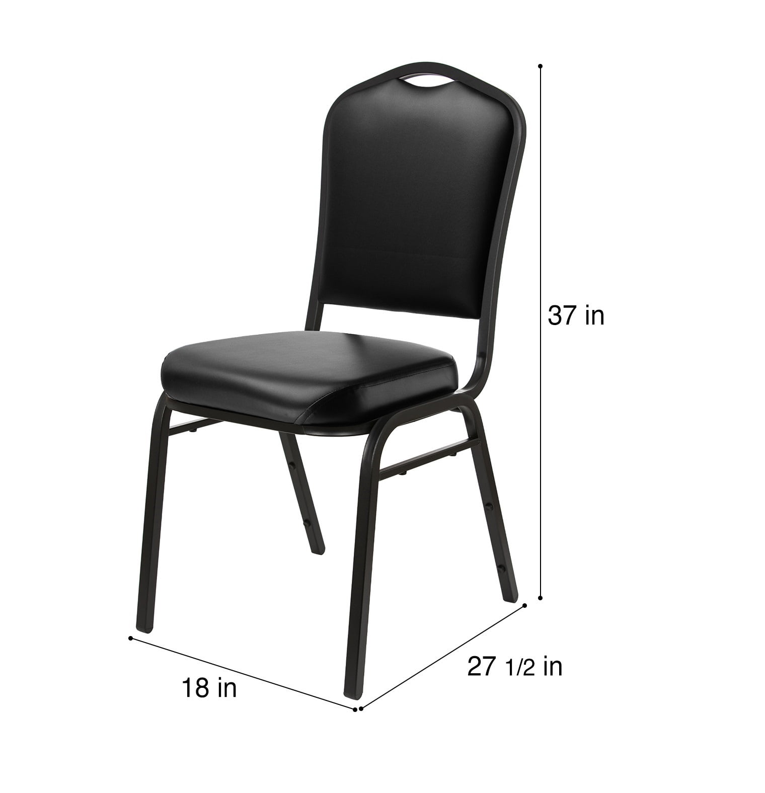 Hampden Furnishings Lila Collection Vinyl Banquet Chair, Black, Pack of 2