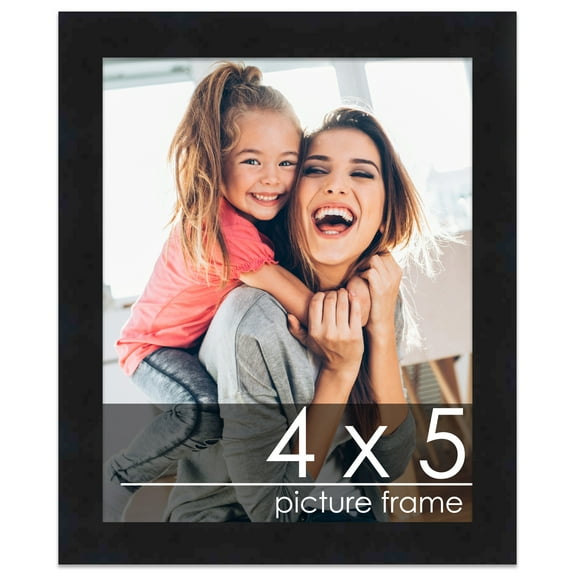 4x5 Frame Black Wood Picture Frame - UV Acrylic, Foam Board Backing, & Hanging Hardware Included!