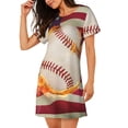 thumbnail image 2 of Disketp Balle de Baseball avec Drapeau pour Femmes Chemise de Nuit à Manches Courtes Col Rond Mignonne Chemise de Nuit Confortable, 2 of 6