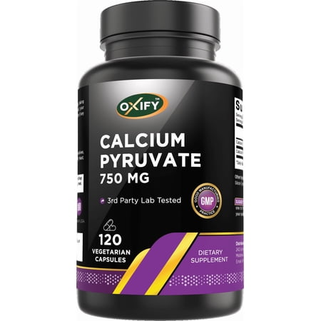 Oxify Calcium Pyruvate 750 mg | 120 Vegetarian Capsule | Gluten-Free, Non-GMO | Supplement Made in USA