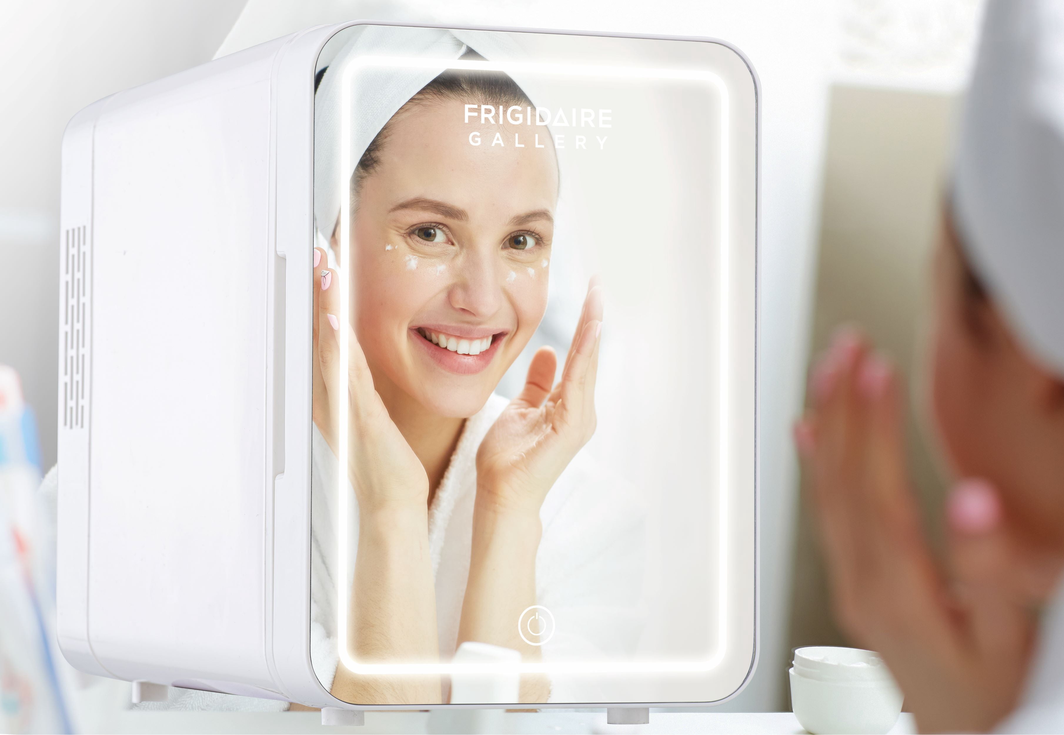 Frigidaire 9 Can Mini Cooler / Skincare Fridge with Built-in Mirror and LED Light, 6.5L Personal Fridge with AC/DC Adapters