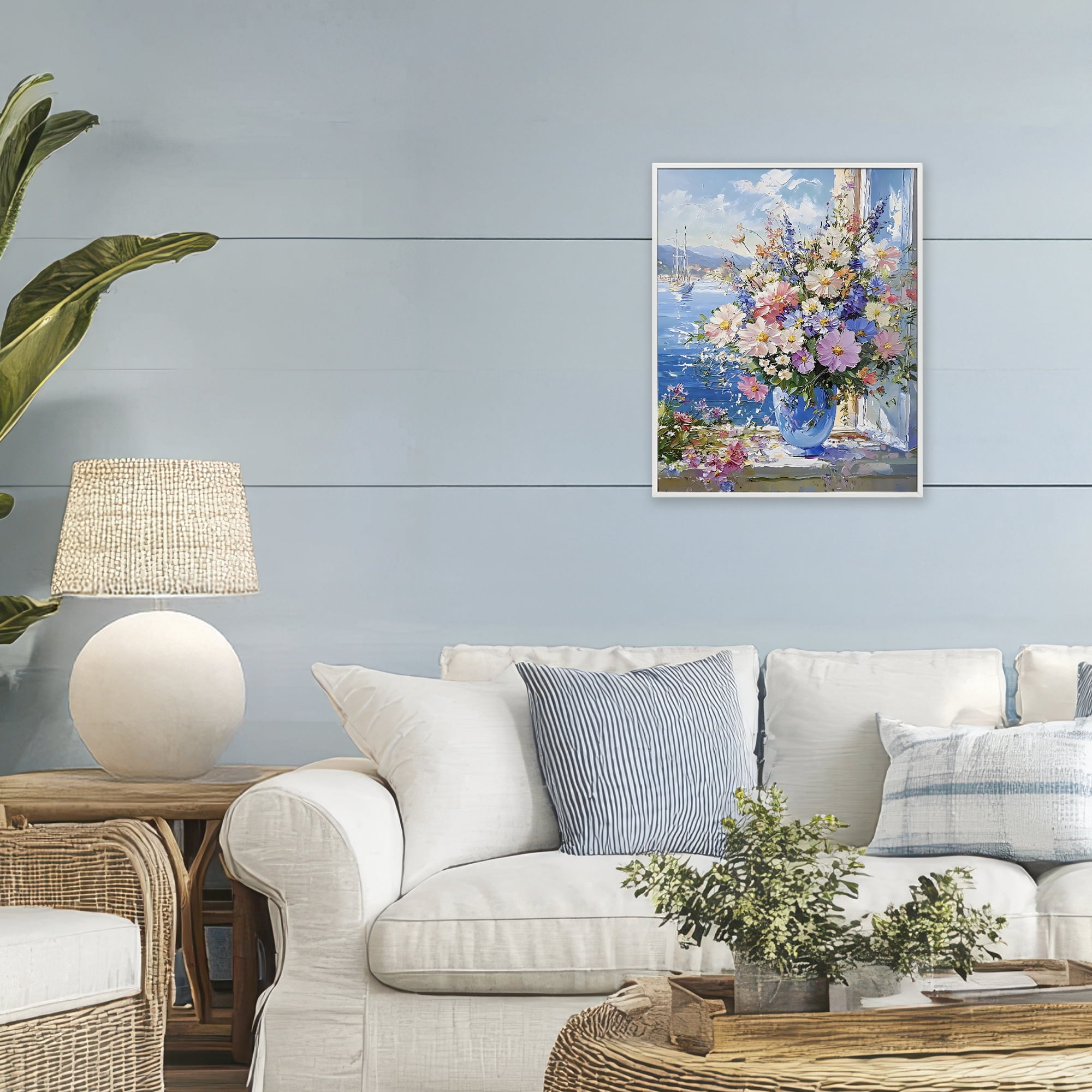 Stupell Industries Beautiful Bouquet on Ledge White Framed Giclee Art, design by Creative Studio