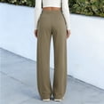 thumbnail image 7 of Htigea Women's Everyday Pants High Waisted Straight Leg Pant with Pockets Solid Color Casual Work Trousers Khaki S, 7 of 7